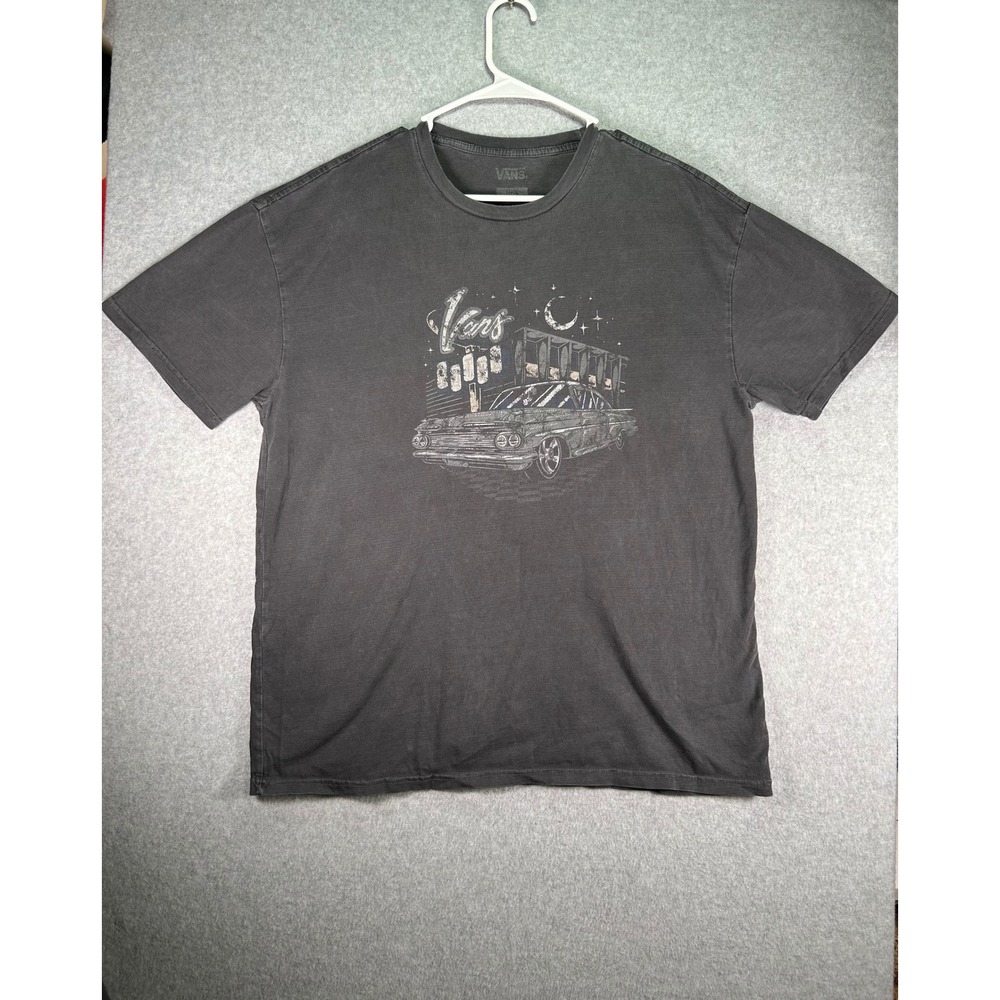 Faded Vans Mens Classic Car Graphic T-Shirt Charcoal Gray Short Sleeve Tee L